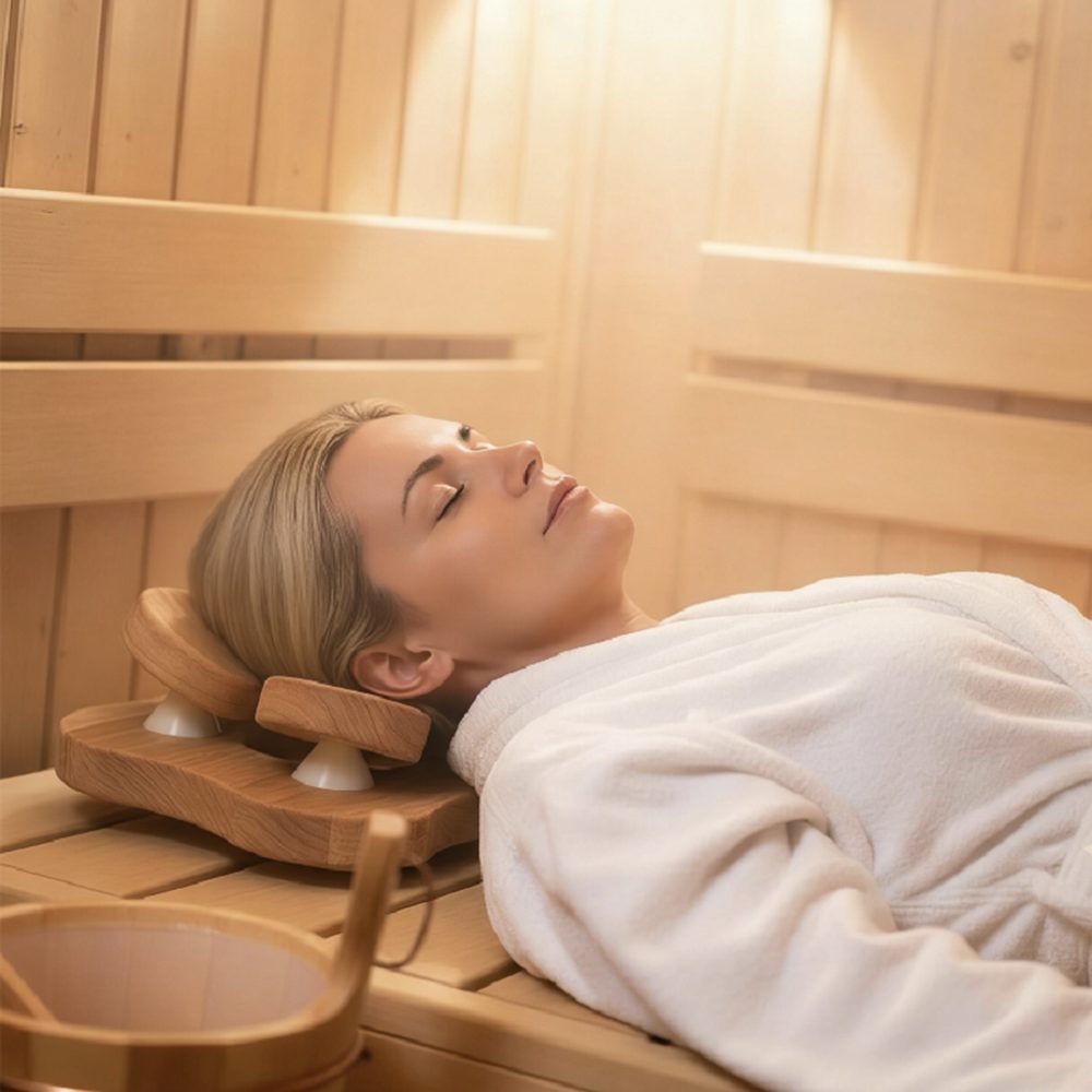 Sauna-Kopfstütze mit drehbaren Scheiben – Bild 4