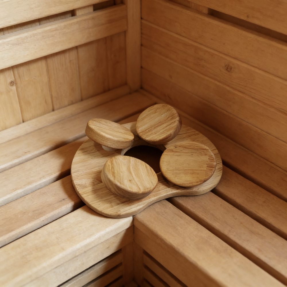 Sauna-Kopfstütze mit drehbaren Scheiben – Bild 5
